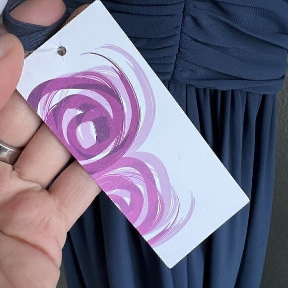 Amsale Maternity Size 12 Janan Maxi French Blue Flat Chiffon Bridesmaid Wedding - Picture 8 of 12